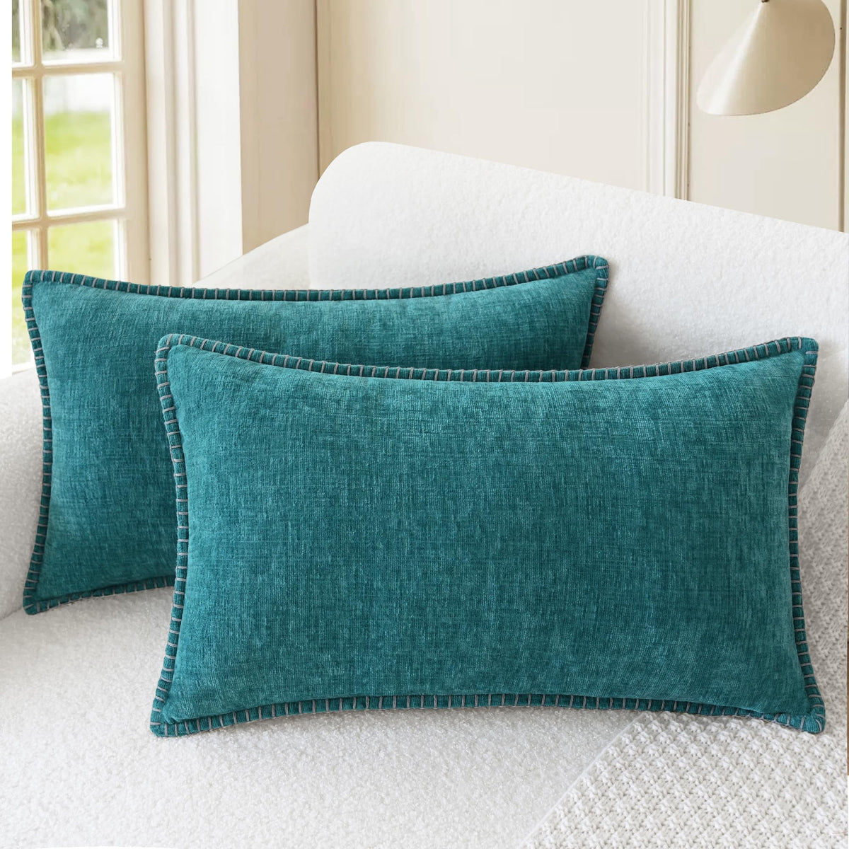 CaliTime Decorative Couch Throw Pillow Covers 18 X 18 Inches Smoke Blue