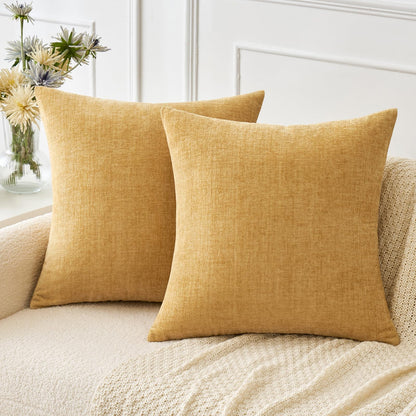 MIULEE Soft Chenille Throw Pillow Covers Sage Green 18x18 Inch Pack of 2