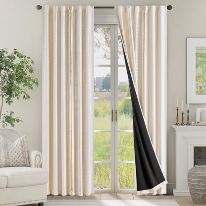 jinchan Boho Blackout Curtains 63 Inch Length Moon Phase Printed Drapes