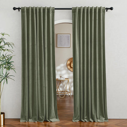 RYB HOME Blue Velvet Blackout Curtains for 84 inches Bedroom Living Room