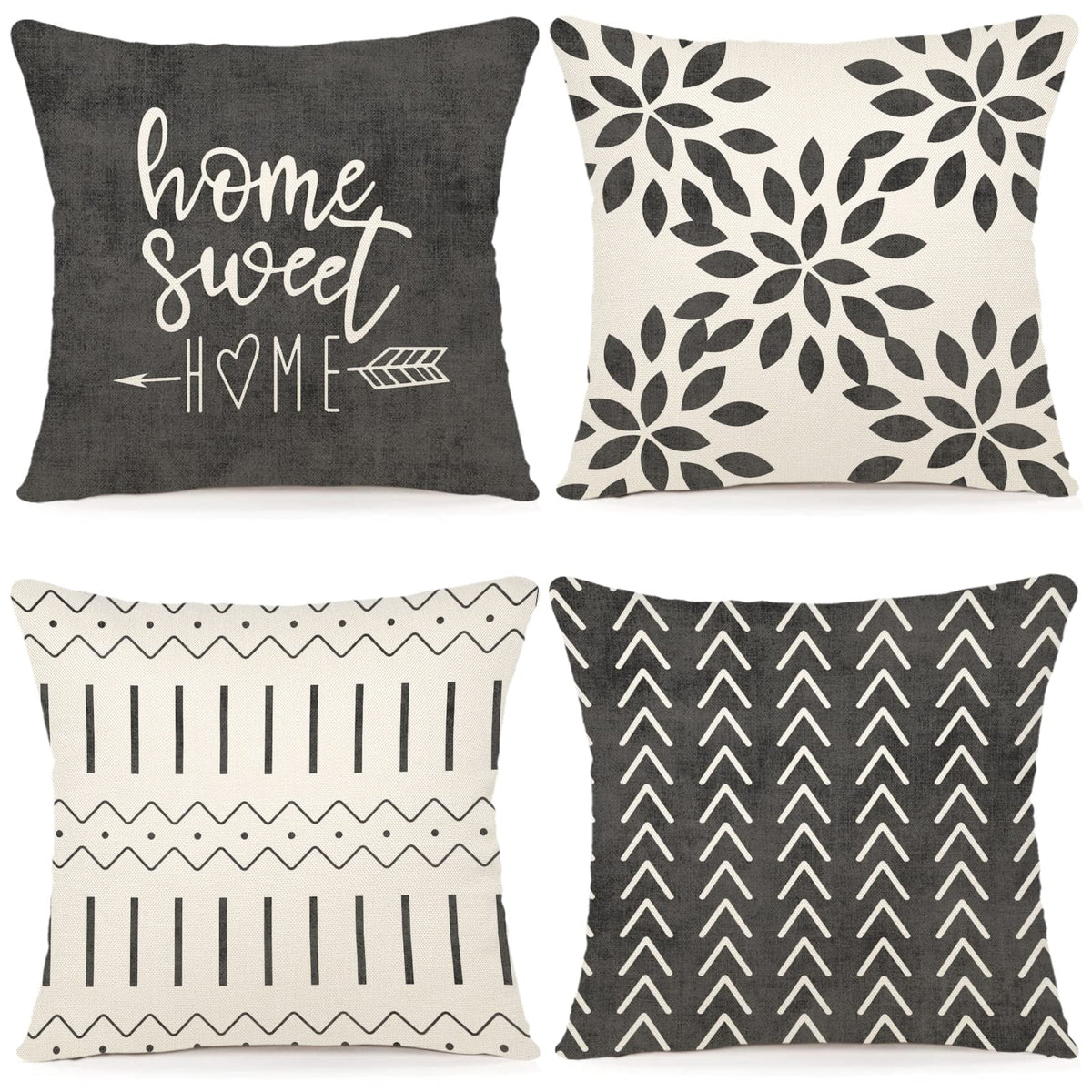 YCOLL Pillow Covers 18x18 Set of 4, Modern Sofa Throw Pillow Cover, Decorative Home Outdoor Linen Fabric Geometric Pillow Case for Couch Bed Car, Yellow