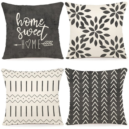 YCOLL Pillow Covers 18x18 Set of 4, Modern Sofa Throw Pillow Cover, Decorative Home Outdoor Linen Fabric Geometric Pillow Case for Couch Bed Car, Yellow