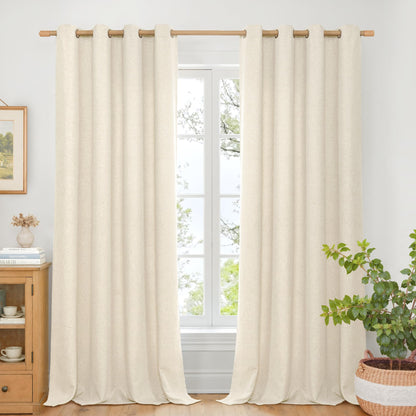 BGment Oatmeal Linen Curtains 84 Inch Length 2 Panels Set for Living Room