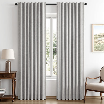 MIULEE 100% Blackout Linen Curtains for Bedroom 42 x 84 Inch Ivory 2 Panels