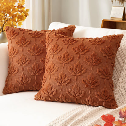 Artscope Fall Pillow Covers 18 x 18 Set of 2 Decorative Autumn Harvest Holiday Pumpkin Throw Pillow Cases Soft Plush Faux Fur Couch Cushion Case for Farmhouse Halloween Sofa Bed Room Home Decor-Rust