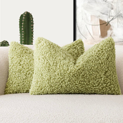 Foindtower Decorative Fuzzy Faux Fur Throw Pillow Covers 24x24 Inch Oatmeal