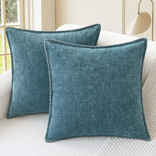 CaliTime Decorative Couch Throw Pillow Covers 18 X 18 Inches Smoke Blue