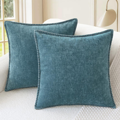 CaliTime Decorative Couch Throw Pillow Covers 18 X 18 Inches Smoke Blue
