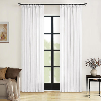 TWODRAPES Natural Pinch Pleated Linen Semi Sheer 84 Inch Curtains 2 Panels