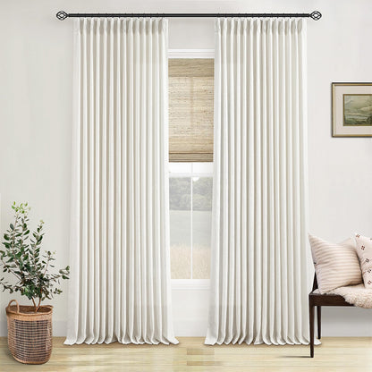 TWODRAPES Natural Pinch Pleated Linen Semi Sheer 84 Inch Curtains 2 Panels