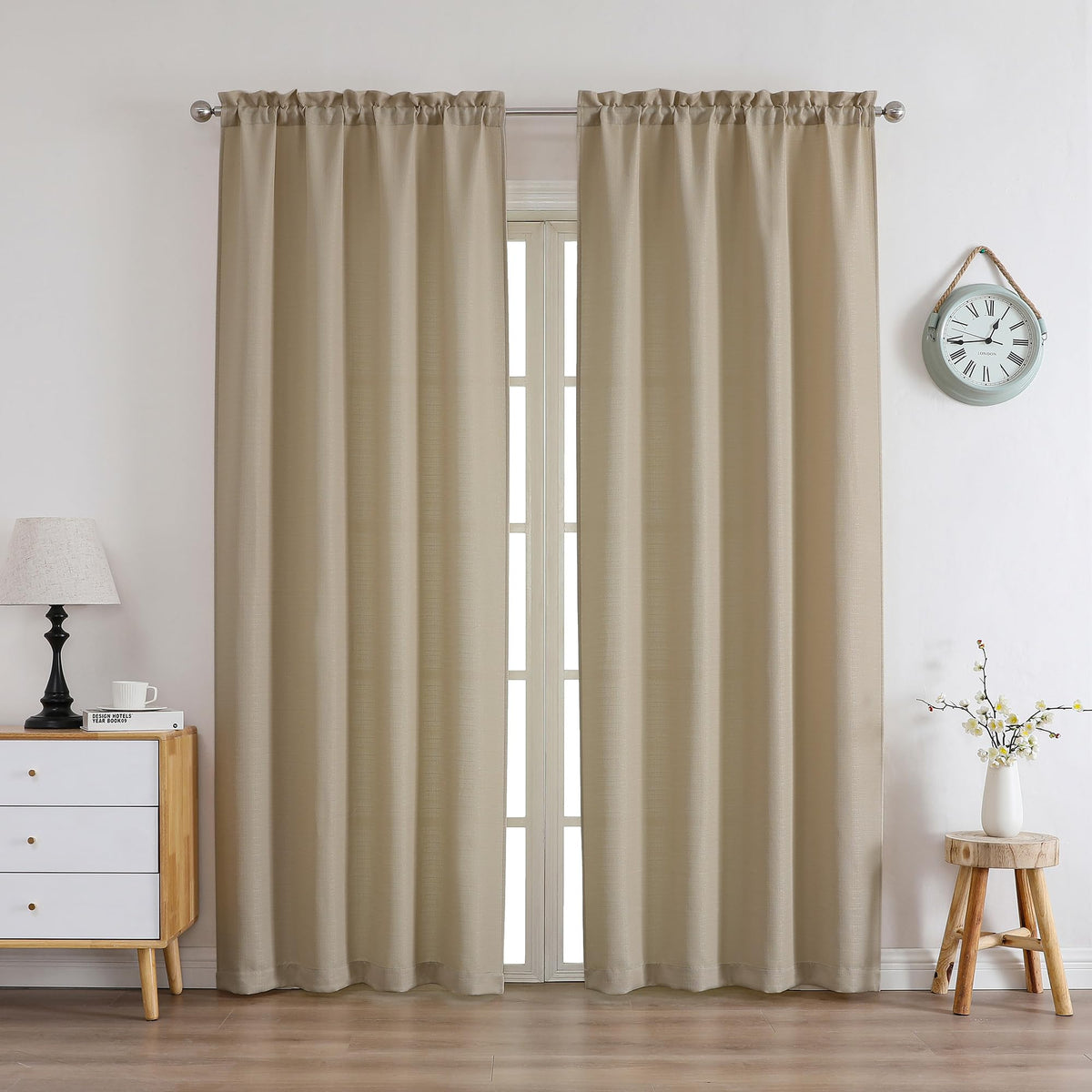 Chyhomenyc White Curtains 84 Inch Length 2 Panels 40Wx84L inches