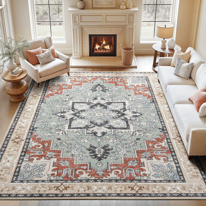 Lofus 5x7 Area Rugs for Living Room Bedroom, Soft Boho Carpet Floral Brown