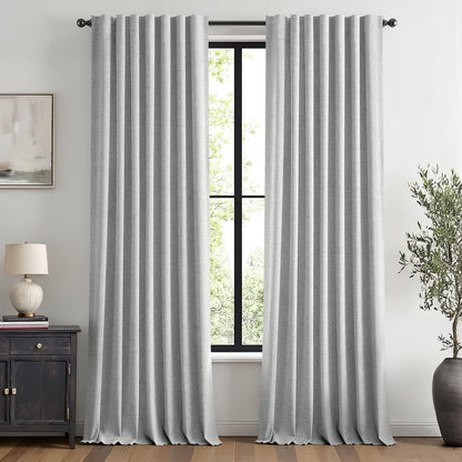 MIULEE 100% Blackout Linen Curtains for Bedroom 42 x 84 Inch Ivory 2 Panels