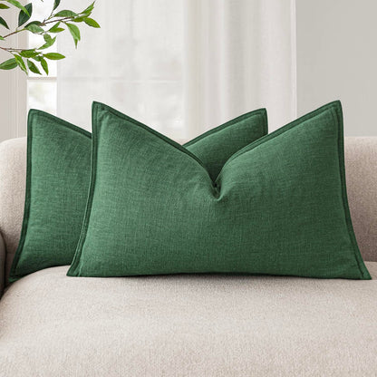 Foindtower Linen Solid Decorative Throw Pillow Covers 20x20 Natural Beige