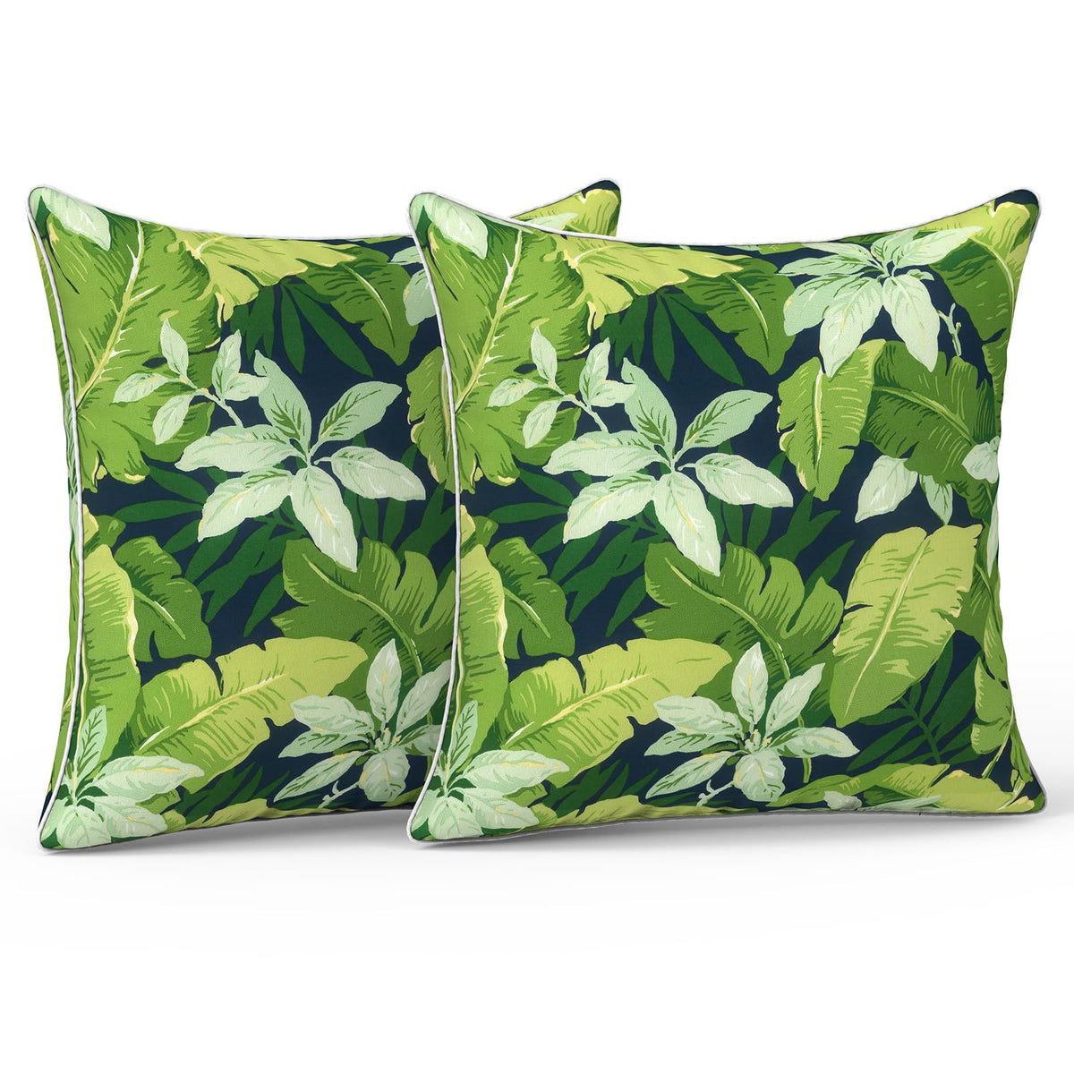 LVTXIII Set of 2 Patio Lumbar Pillows, 12" x 20" Fade Resistant Outdoor Lumbar Pillow with Inners, Fluffy Decorative Garden Lumbar Cushions for Home Patio Coach Sofa Use, Jacobean Black