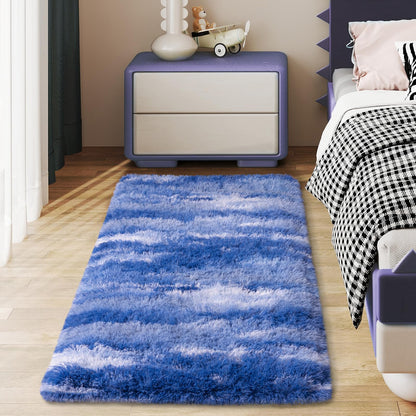 Ultra Soft Runner Rugs for Bedroom Hallways with Upgraded Non-Slip Rubber Backing & Thick Memory Sponge, 2x6 Feet Fluffy Shag Throw Area Rug for Bedside Dorm Dark Grey