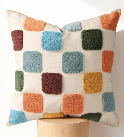 Fall Embroidered Throw Pillow Cover 18x18 Inch, Brown Striped
