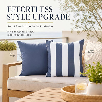 Decorative Outdoor Pillows Set of 2 - Waterproof 18x18 Throw Pillow Covers