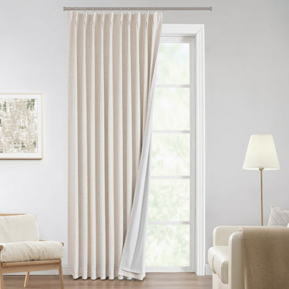 Vision Home Sand Pinch Pleated Full Blackout Curtains Linen Blended Room Darkening Window Curtains 95 inch for Living Room Bedroom Thermal Insulated Pinch Pleat Drapes with Hooks 2 Panel 40" Wx95 L