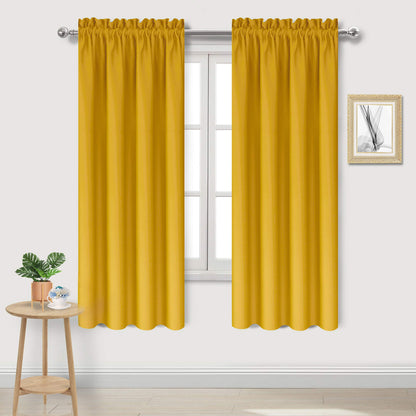 DWCN Blackout Curtains for Bedroom Living Room 42 x 63 Inch Long Black