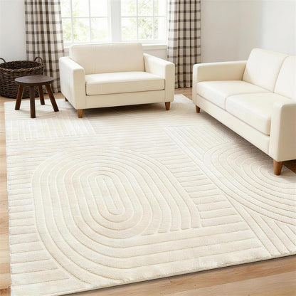 Beige Solid Area Rug 8x10, Washable Rugs for Living Room Bedroom