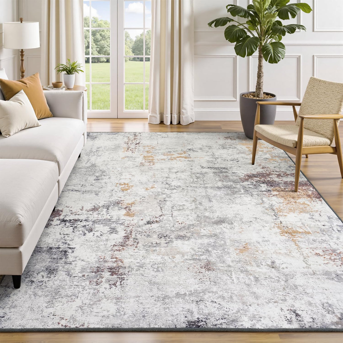 Rugflix 8x10 Area Rug for Living Room, Washable Navy Blue Dark Black Carpet