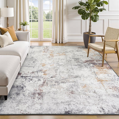 Rugflix 8x10 Area Rug for Living Room, Washable Navy Blue Dark Black Carpet