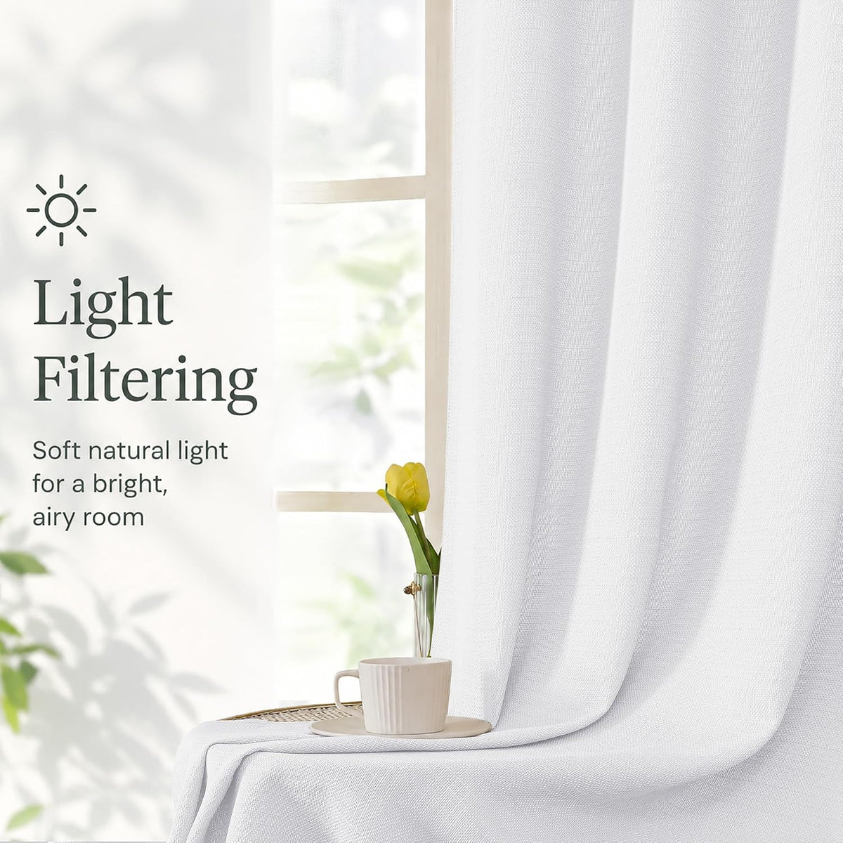 Chyhomenyc White Curtains 84 Inch Length 2 Panels 40Wx84L inches