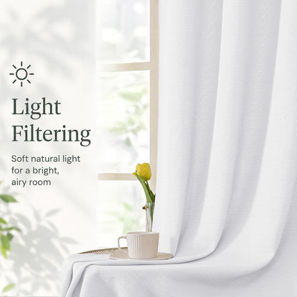 Chyhomenyc White Curtains 84 Inch Length 2 Panels 40Wx84L inches