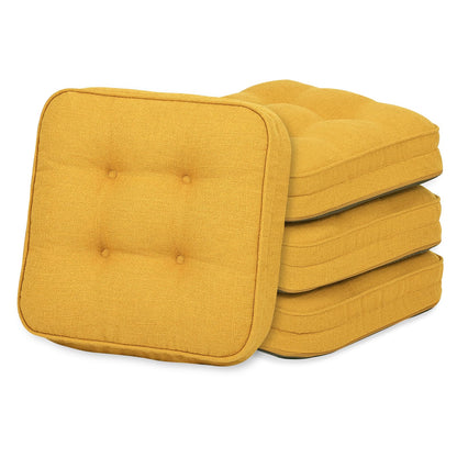 GOFORIT Chair Cushions,Tufted Shredded Memory Foam Chair Pads, Non-Slip Seat Cushions with Removable Cover, 16'' x 16'', Beige