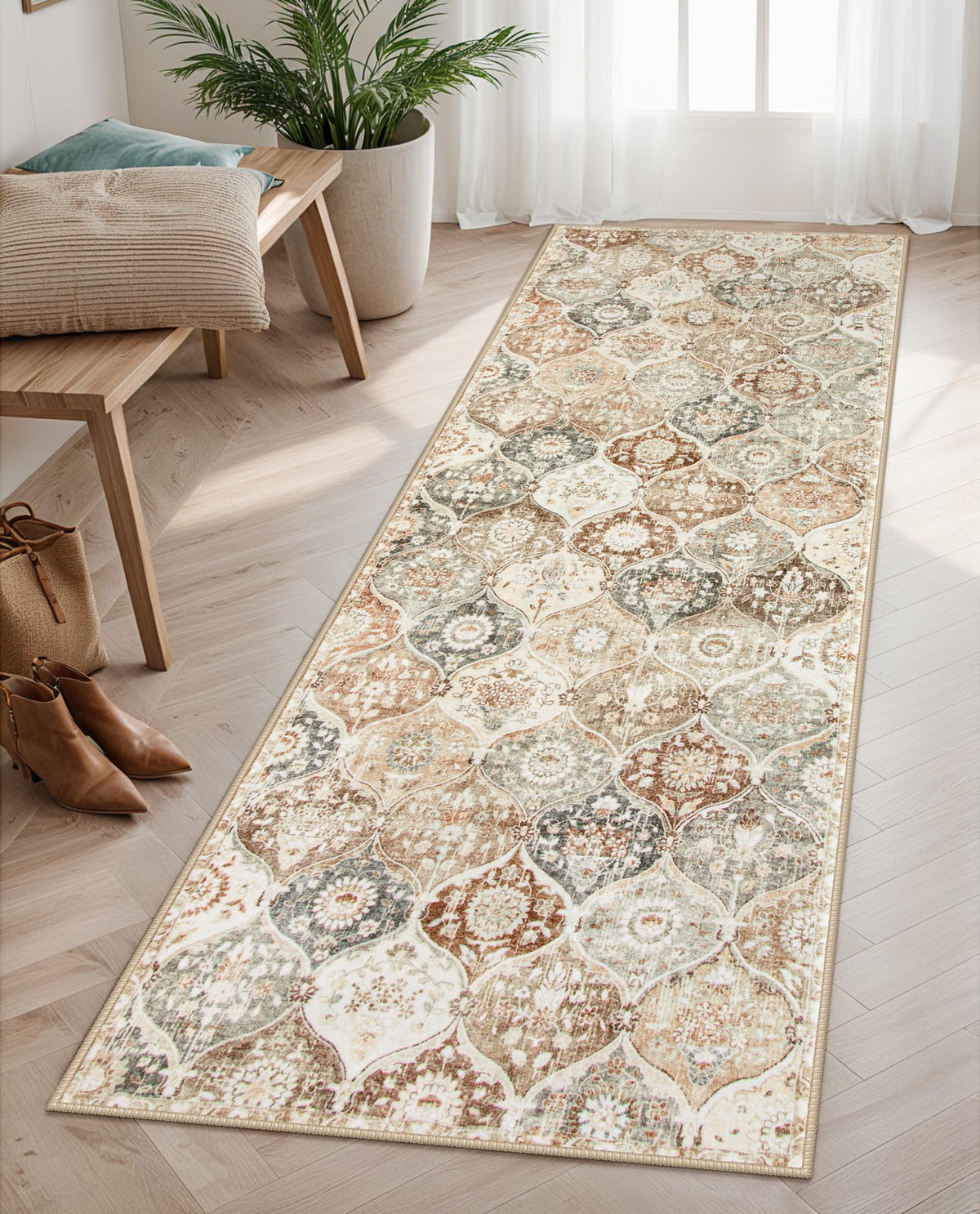 Lahome Moroccan Kitchen Rugs Non Slip Washable, 2x4 Rugs for Entryway