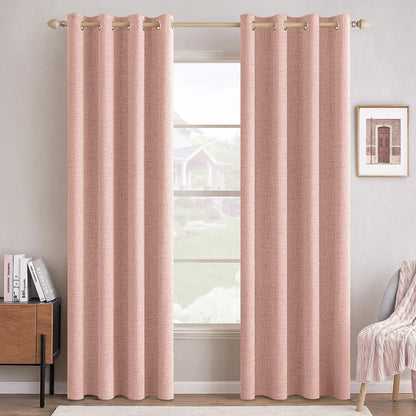 MIULEE 100% Blackout Linen Curtains for Bedroom 52x84 Inches Natural Beige
