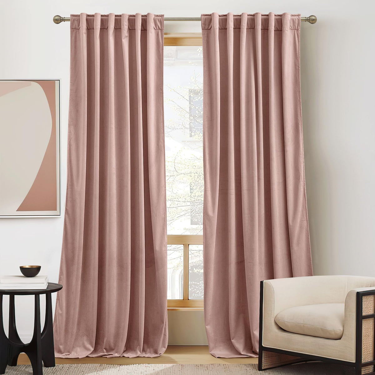 RYB HOME Blue Velvet Blackout Curtains for 84 inches Bedroom Living Room