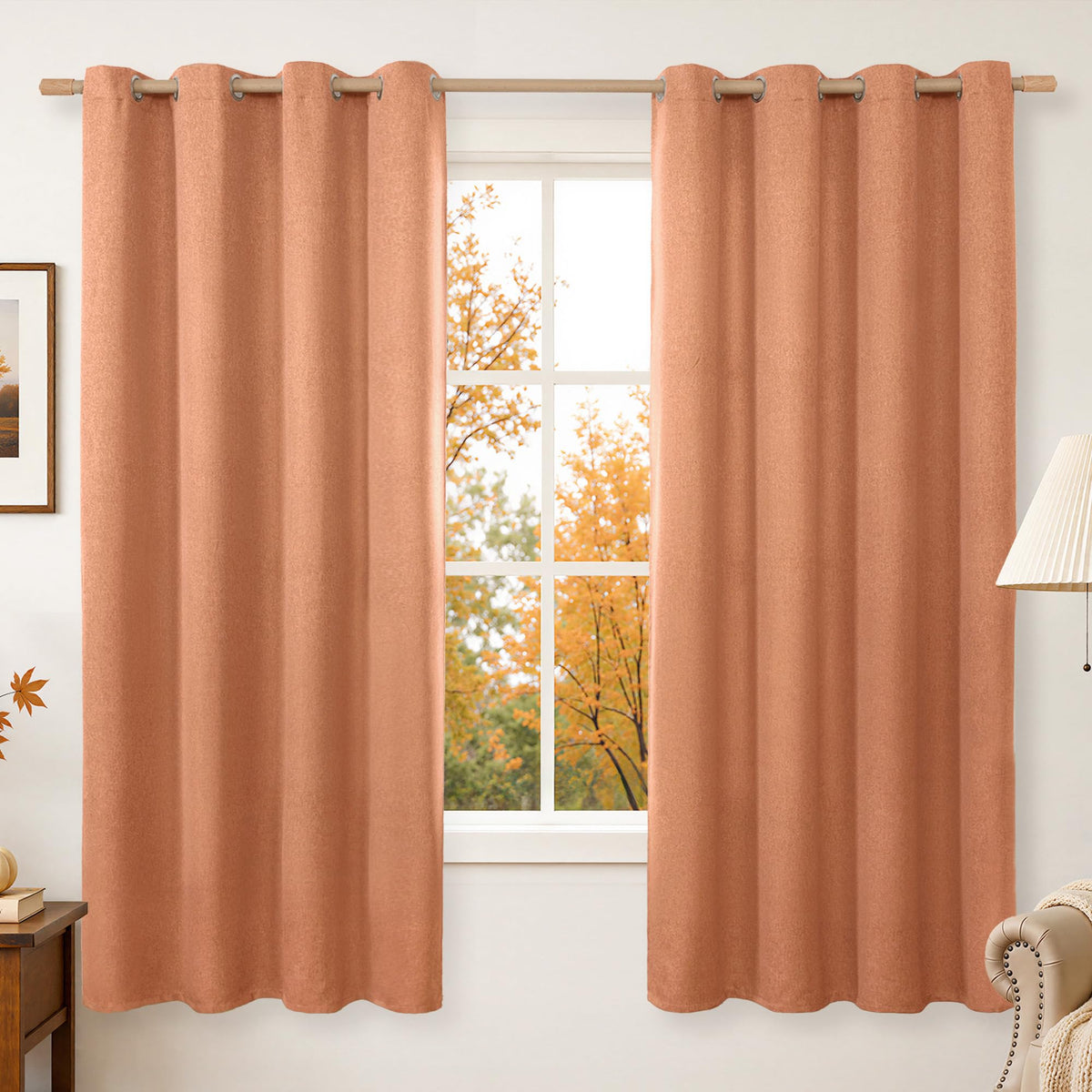 BGment Oatmeal Linen Curtains 84 Inch Length 2 Panels Set for Living Room