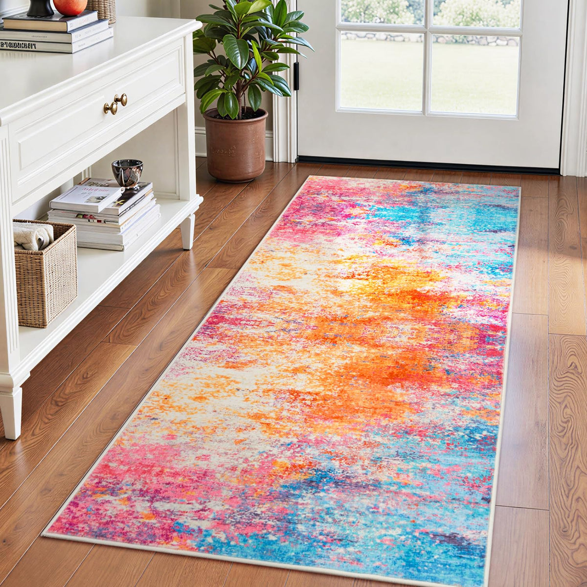 Rugflix 8x10 Area Rug for Living Room, Washable Navy Blue Dark Black Carpet