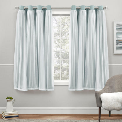 TOWN & COUNTRY LUXE Talia Double Layer Indoor Curtains, Sheer and Room Darkening Blackout, Grommet Top, Energy Efficient, 2-Pack Set, 52"x84", Rose Blush