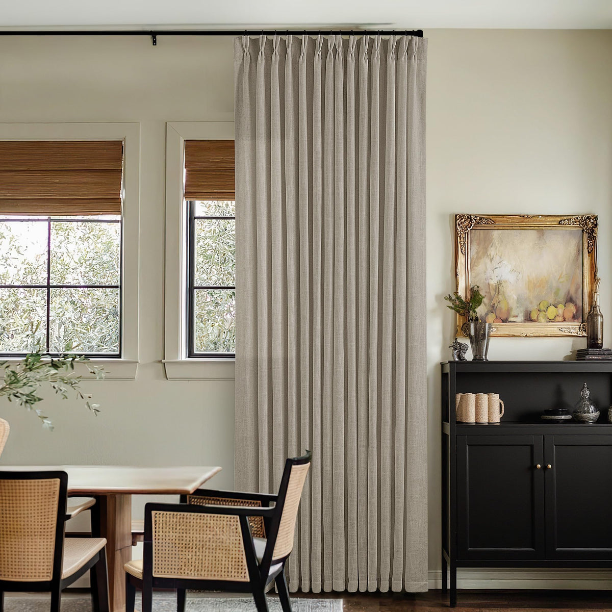 TWODRAPES Natural Pinch Pleated Linen Semi Sheer 84 Inch Curtains 2 Panels