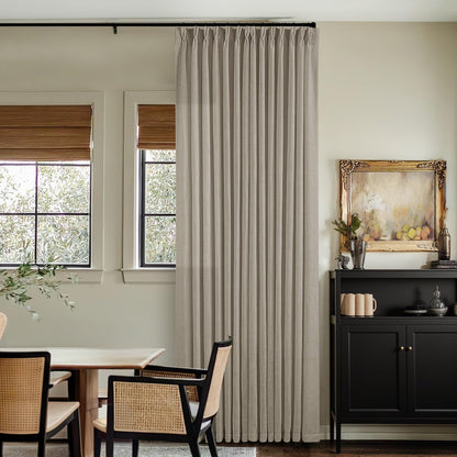 TWODRAPES Natural Pinch Pleated Linen Semi Sheer 84 Inch Curtains 2 Panels