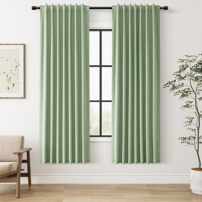 Guken Cream Linen Blackout Curtains 84 Inch Length 2 Panels Set for Living Room Bedroom Back Tab Thermal Insulated 100% Black Out Drapes Room Darkening Window Curtain Ivory Natural Beige