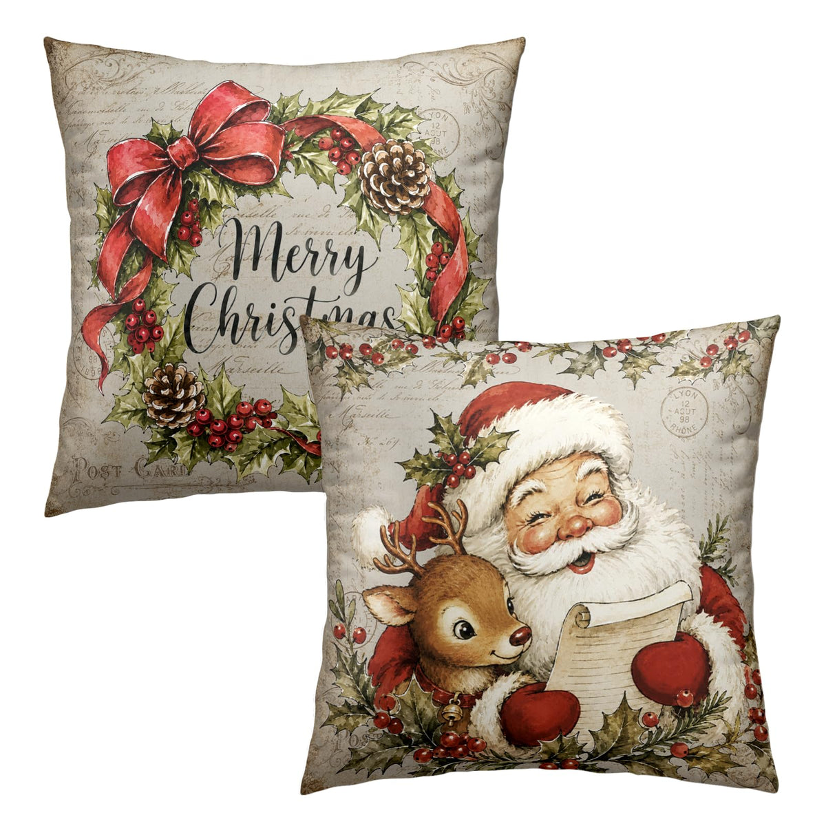 Fall Pillow Covers Autumn Leaf Throw Pillow Covers 18x18 Set of 2 Bohemian Floral Pillow Cases Thanksgiving Berry Pinecones Cushion Cases for Home Farmhouse Sofa Couch Patio