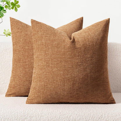 MIULEE Soft Chenille Throw Pillow Covers Sage Green 18x18 Inch Pack of 2