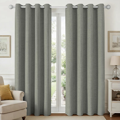 Joydeco 100% Blackout Curtains 63 Inch Length 2 Panels, Greyish White
