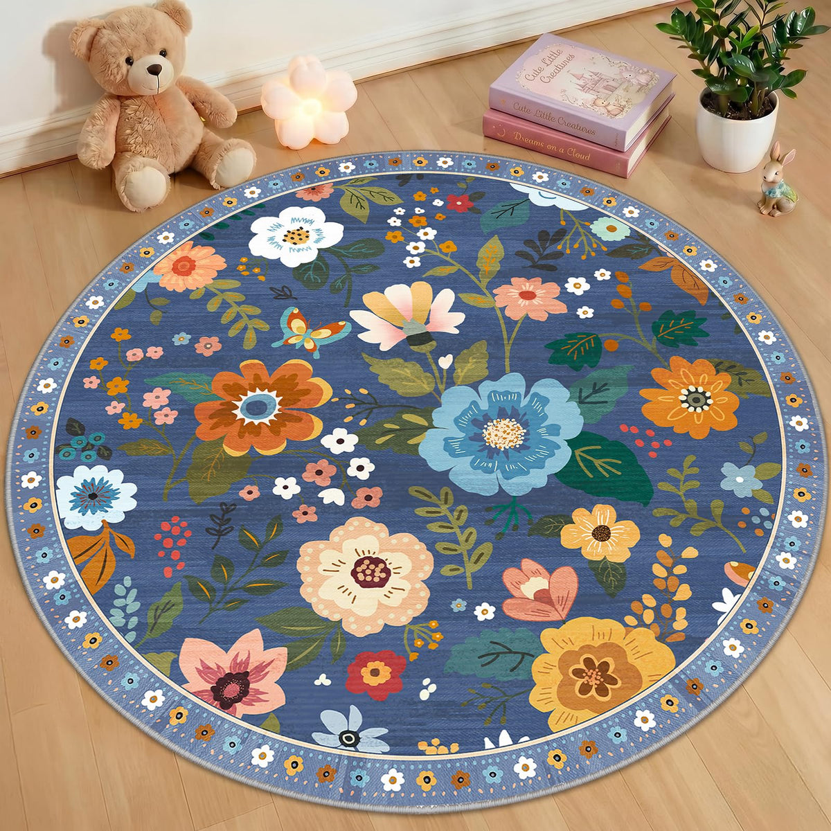 RELEANY Floral Washable 5x7 Area Rugs Pink