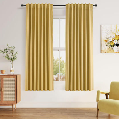 Guken Cream Linen Blackout Curtains 84 Inch Length 2 Panels Set for Living Room Bedroom Back Tab Thermal Insulated 100% Black Out Drapes Room Darkening Window Curtain Ivory Natural Beige