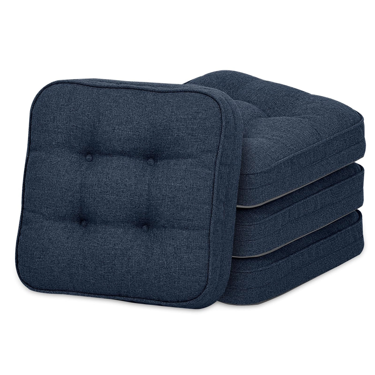 GOFORIT Chair Cushions,Tufted Shredded Memory Foam Chair Pads, Non-Slip Seat Cushions with Removable Cover, 16'' x 16'', Beige