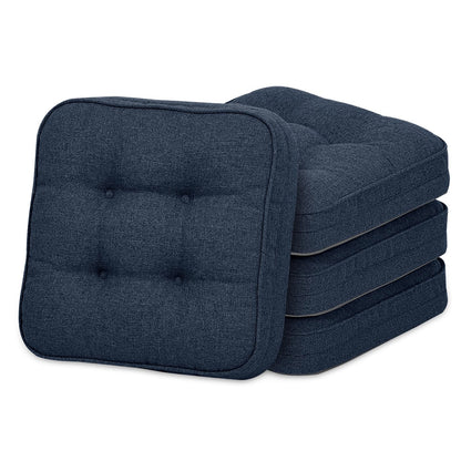 GOFORIT Chair Cushions,Tufted Shredded Memory Foam Chair Pads, Non-Slip Seat Cushions with Removable Cover, 16'' x 16'', Beige