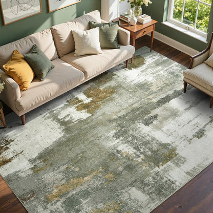 6x9 Ft Abstract Washable Area Rugs for Living Room Blue
