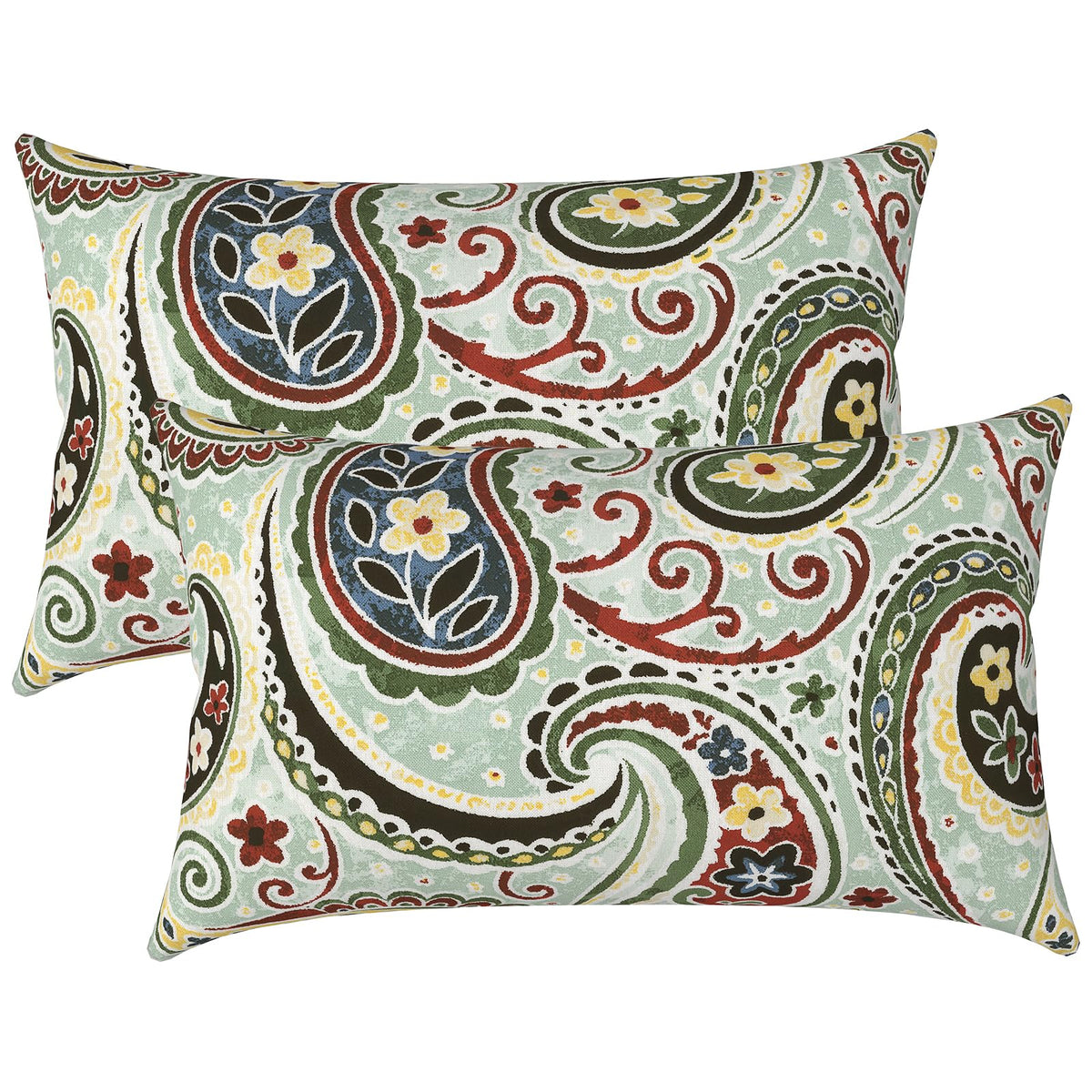 LVTXIII Set of 2 Patio Lumbar Pillows, 12" x 20" Fade Resistant Outdoor Lumbar Pillow with Inners, Fluffy Decorative Garden Lumbar Cushions for Home Patio Coach Sofa Use, Jacobean Black