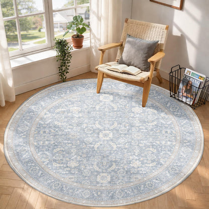 OPPODREAM Vintage Blue Area Rugs 5x7, Washable Rug for Living Room