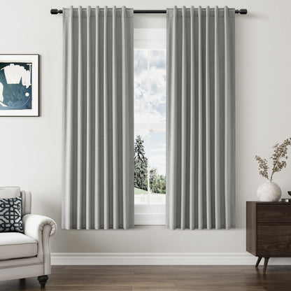 Guken Cream Linen Blackout Curtains 84 Inch Length 2 Panels Set for Living Room Bedroom Back Tab Thermal Insulated 100% Black Out Drapes Room Darkening Window Curtain Ivory Natural Beige